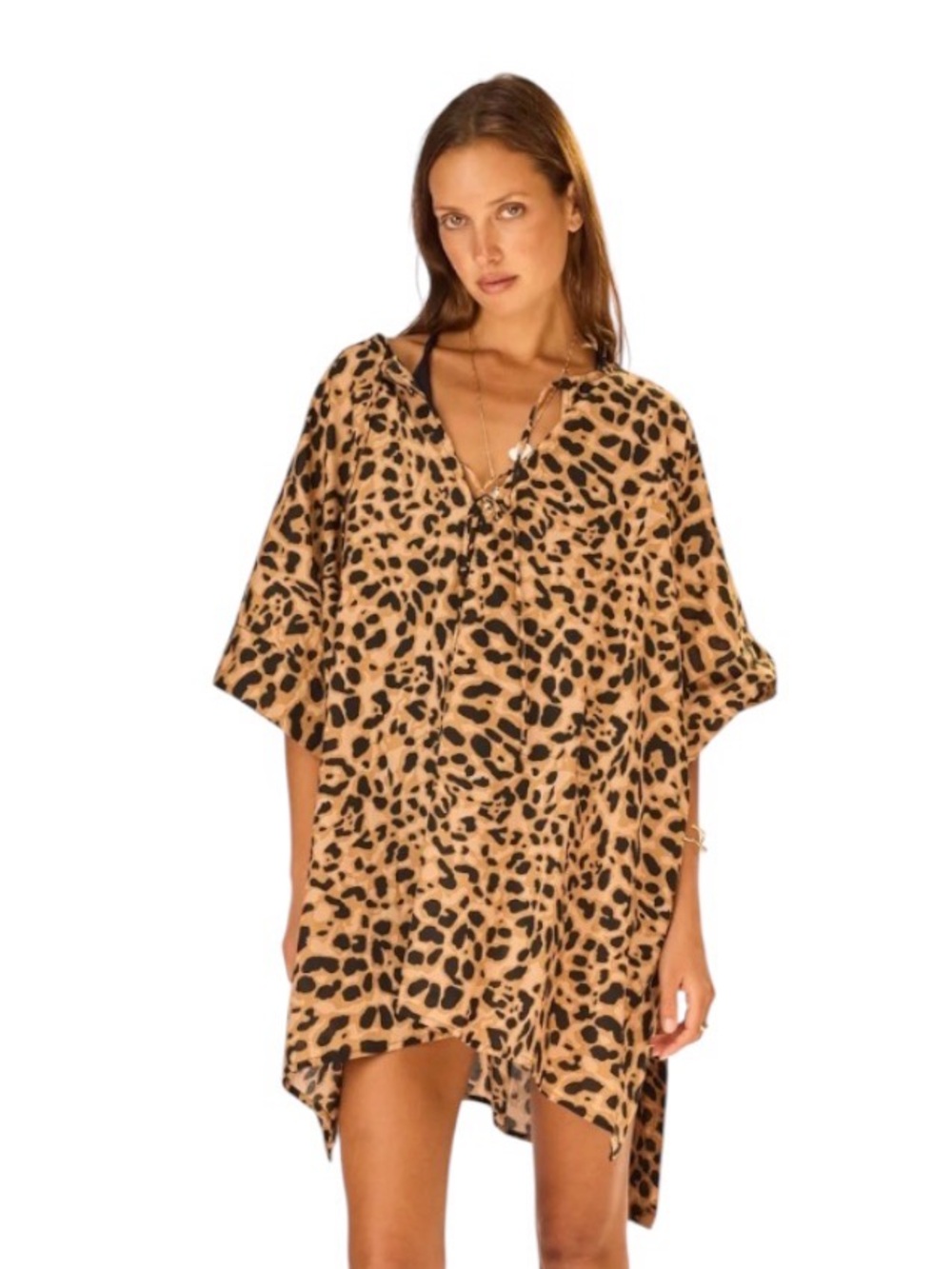 Natalie Martin Paulina Mini Caftan in Leopard NEW w/ TAGS